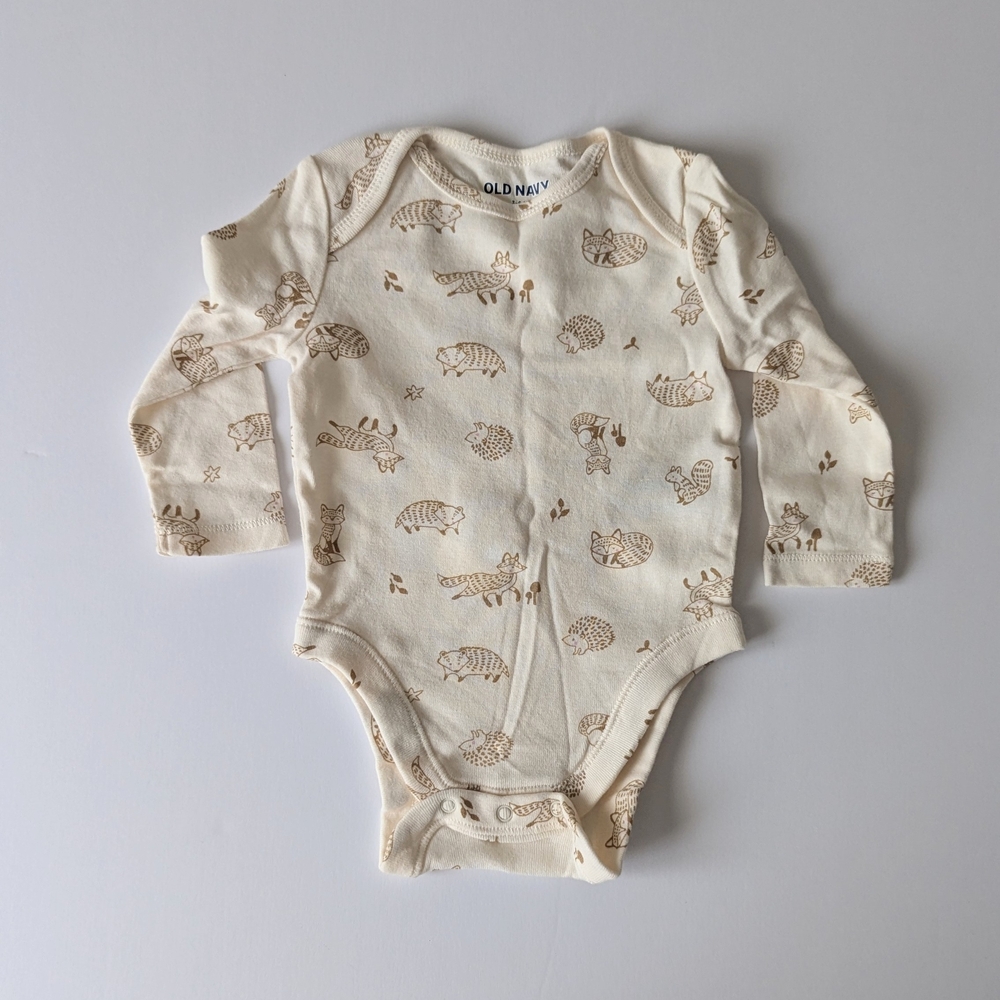 Old Navy Beige and Brown Animal Print Bodysuit